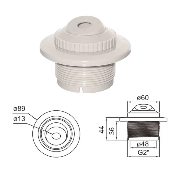 Plastic Swimming Pool Jet Nozzles 1-1/2-Inch Flow Inlet Fitting Directional Pool Return Fittings Eyeball Spray Nozzle Jet photo-4