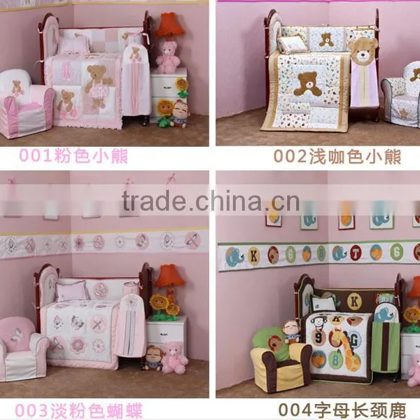 8pcs Pure Color Baby Bedding Set/embroidery Baby Bedding Set photo-3