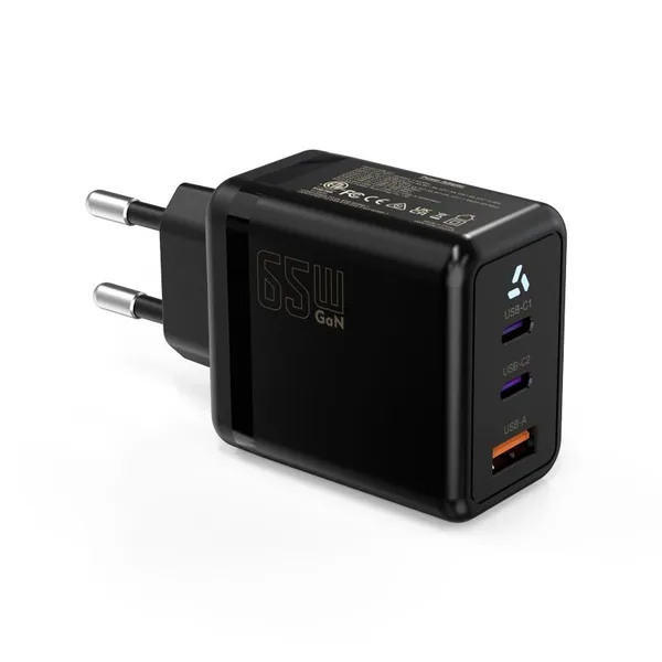 65W USB-C GaN Charger EU Plug Fast Charging Adapter 65W USB-C PD Fast Charge Wall Charger Power Adapter for Macbook Pro