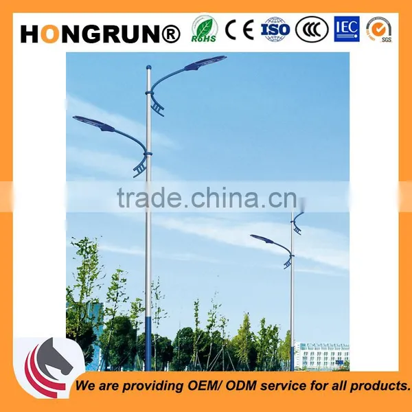 Asymmetric Dual-arm Street Light Pole Used for Urban Main Road Steel Lamp Pole