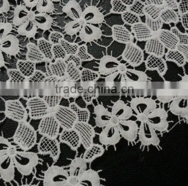 2016 New Design Milk Silk 100% Polyester Chemical Lace Water Soluble Embroidery Lace Textile for Dress photo-3