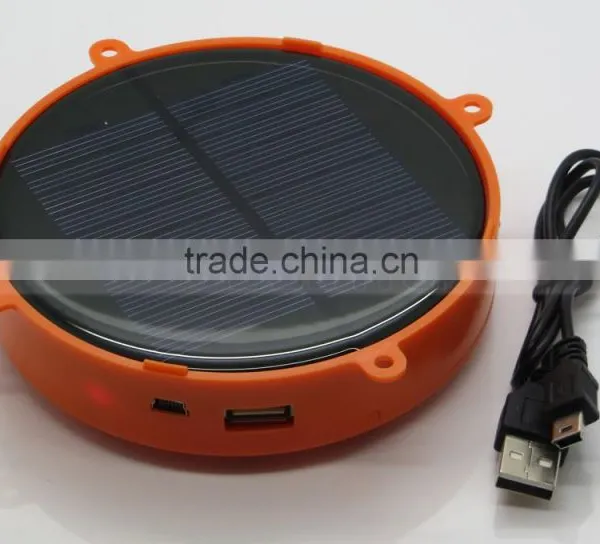 12 LED Orange Round Solar Light Power Bank Phone Charger Camping Hook Lamp photo-5