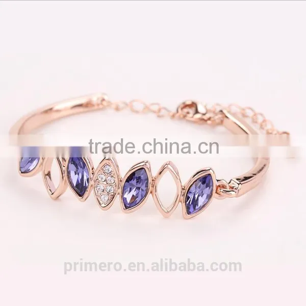 Rose Gold Rhinestone Crystal Opal Adjustable Bracelets & Bangles for Women photo-6
