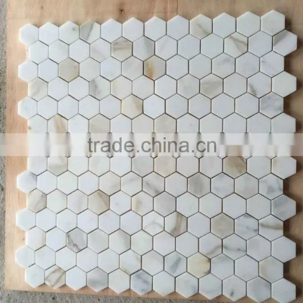 High Quality Polished Calacatta Gold Marble Mosaic for Floor Mosaic and Wall Mosaic photo-4