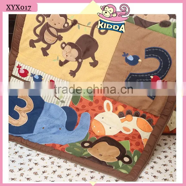 2016 New Fashion 100%Cotton Crib Bedding Set Monkey Family Baby Bedding Set photo-3