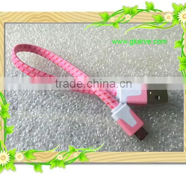 Hot-selling 20cm USB to Micro Flat Braid Cable With Multicolors
