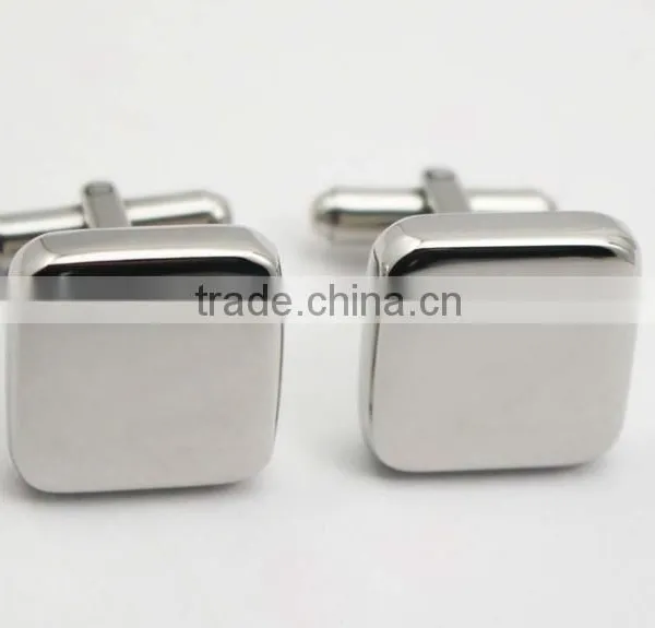 Silver Metal Thick Cufflinks Blanks Custom Square Cufflinks Engravable photo-4