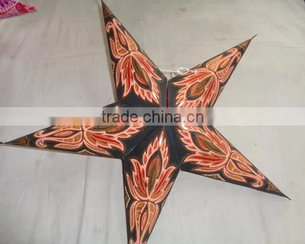 Indian Glitter Printed Paper Star Lanterns Mix Prints photo-3