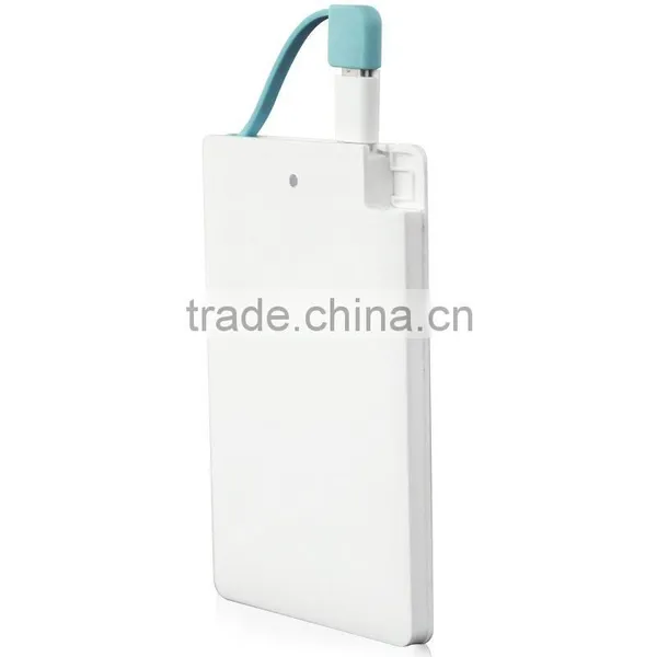 Best Selling Popular Promotion Gift Powerbank Charger in Credit Card Shape With Built in Micro Usb Cable and i Phone Adaptor photo-6