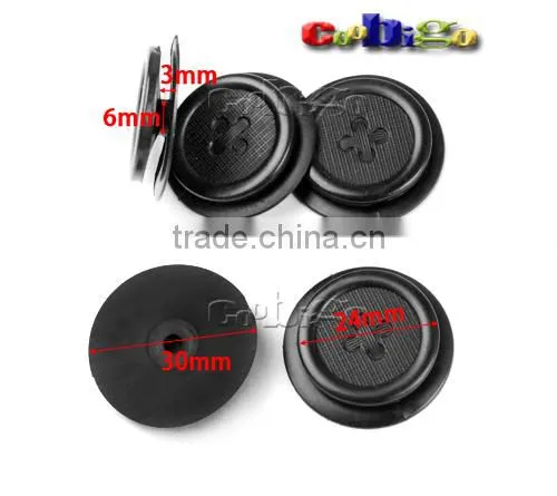 30mm(24mm) 2 Piece Black Plastic Round Clasp Button Sewing Craft For Garment Bags Accessories #FLC180-B