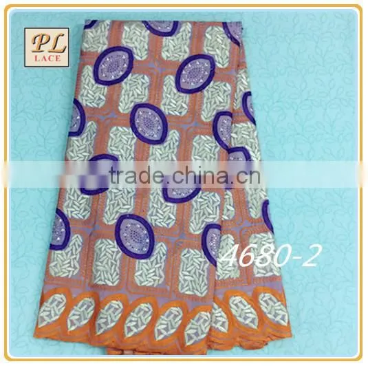 2015 Latest New Design High Quality Embroidered Swiss Cotton Lace Fabric African Lace Fabrics Guipure Lace Fabric for Wedding photo-2