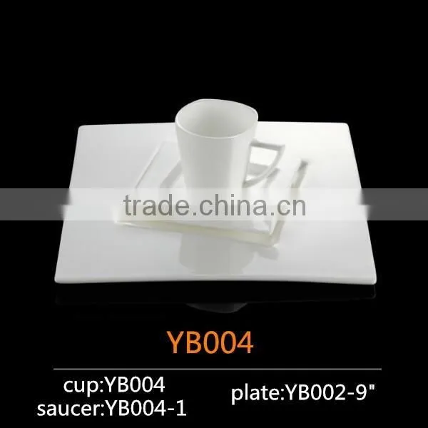 Bone China Coffee Cup With Saucer and Plates 250ml Unique Shape Ceramic Cup and Saucer photo-2