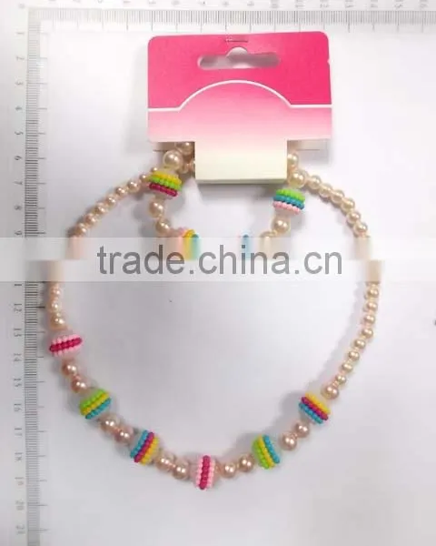 Lovely Multicolor Beaded Necklace Bracelet Set With Little Flowers for Children photo-2