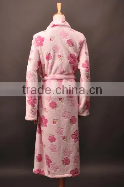Adult's 100% Coral Fleece Printed Bathrobe for Women photo-3