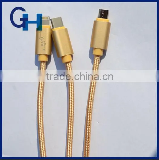 High Quality Universal Zipper 3 in 1 Usb Charger Cable for IPhone6 and Android Mobile Phone Data Cable Wholesale photo-2
