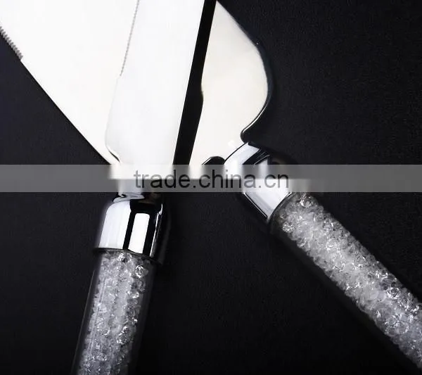 2016 New Fashion Design Stainless Steel Metal Cake Knife and Shovle Set With Crystal Decoration Handle photo-3
