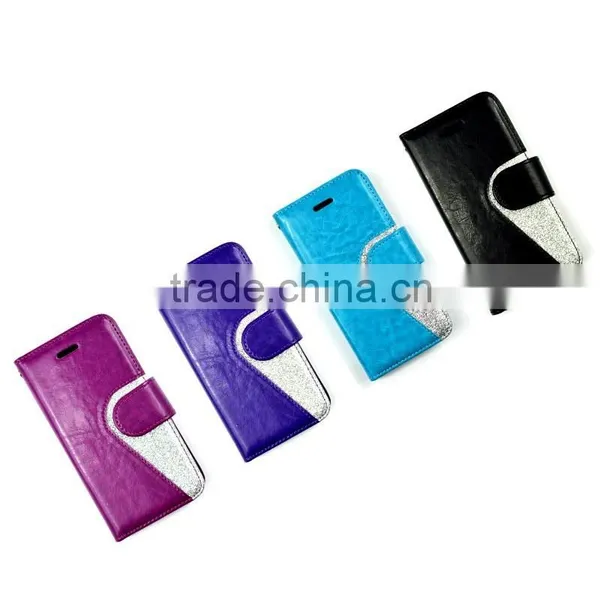 2015 New Fashion Design Crystal and Bling PU Leather Wallet Style PU Leather Case For IPhone 6 photo-6