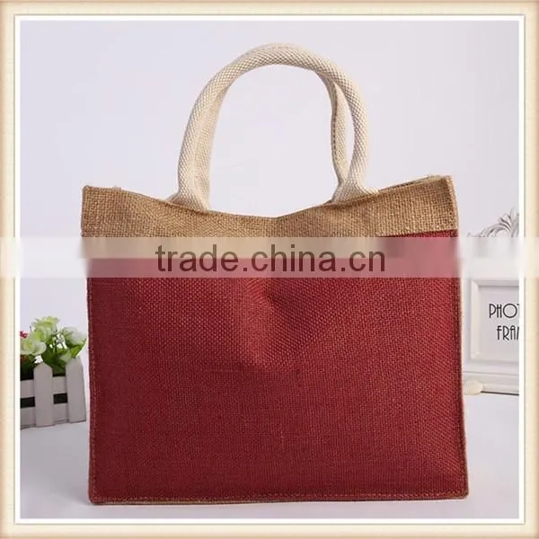 Factory Direct Sale Plain Jute Bag With Pvc Pocket photo-3