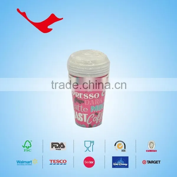 12oz Printed PE Coated Single Wall Disposable Paper Cups With Lids photo-5