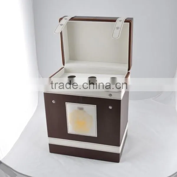 Chinese Factories Wholesale Custom High-grade PU Leather 6 Bottles of Red Wine Box, Brown Storage Box photo-3
