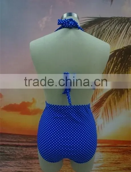 New Arrival Dot Print Fashion Retro High Waist Bikini photo-6