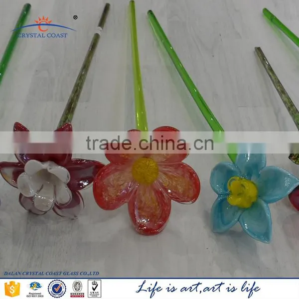 Valentine's Day Long Twisted Stem Red Rose Glass Flower for Gifts photo-5