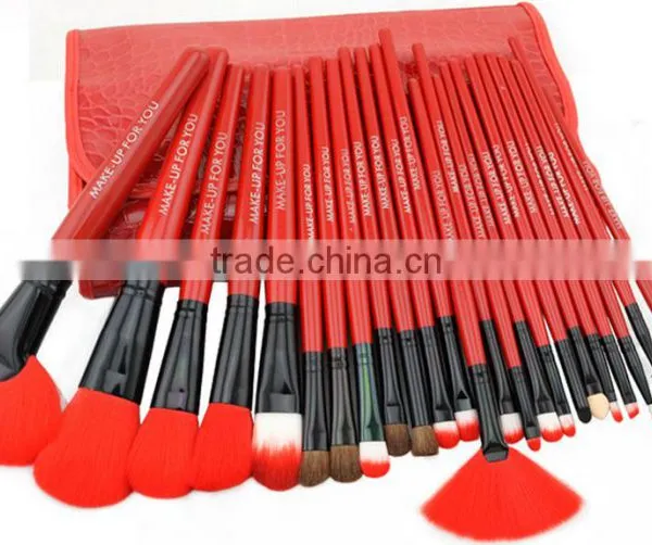 24 Red Makeup Brush Set Toiletry Crocodile Grain Colour Makeup Tools 24 Makeup Brush photo-5
