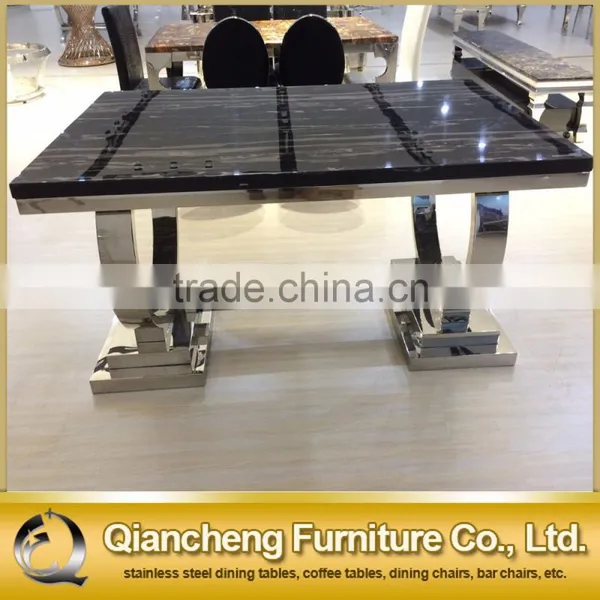 Fashionable Silver Frame Dining Table With Marble Top photo-6