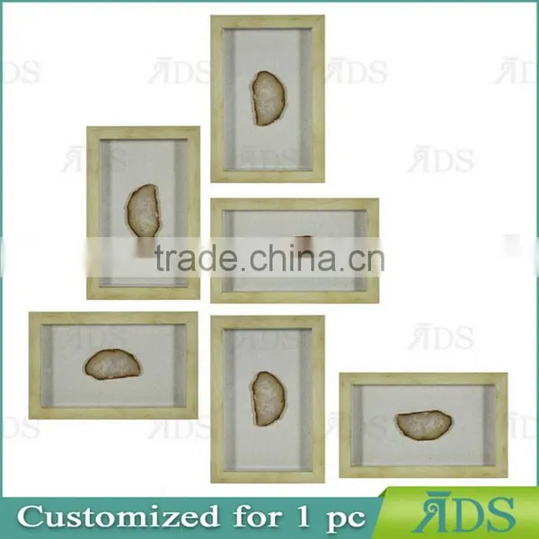 Wooden Shadowbox Frame With Colorful Agate Stone Under Glass photo-5