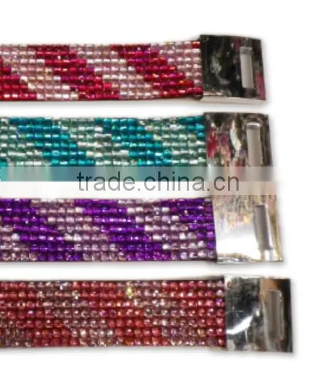 Colorful Bracelet With Zinc Alloy Locking Part, Hot Sale Gift Leather With Crystal Gem Decoration photo-6