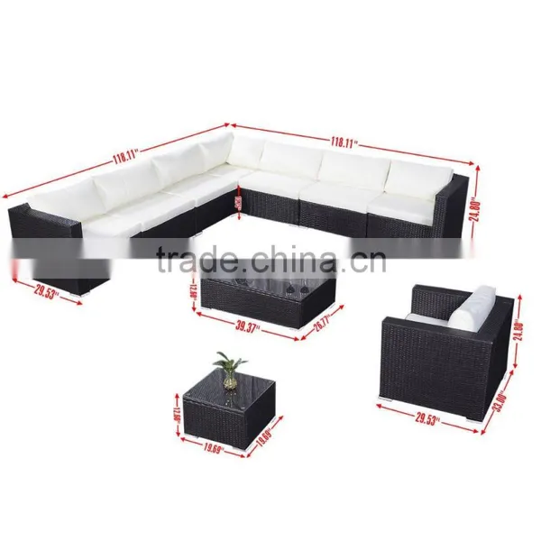10PC Outdoor Patio Furniture Set PE Wicker Rattan Sofa Set photo-5