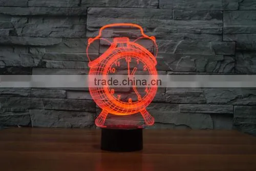 New Touch Clock 3D Night Light 7 Color Change LED Table Lamp Xmas Toy Gift photo-6