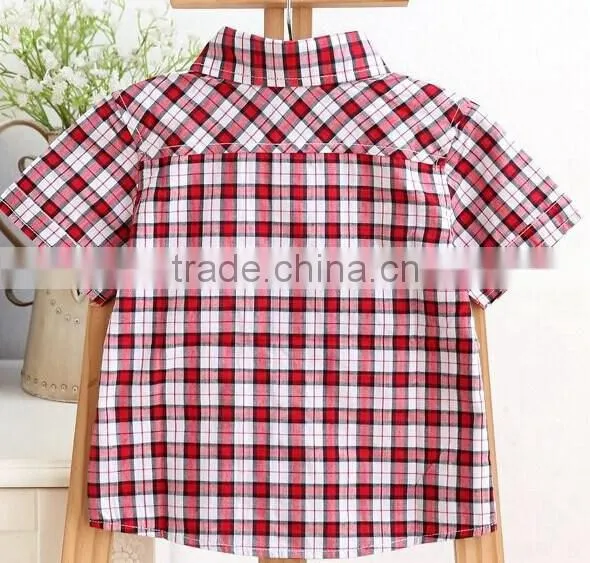 2015 Summer Boy's Short Sleeve Shirts Children Checked Shirts Latest Styles of Boys Shirt Blouse photo-2