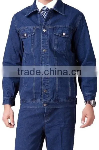 Button Front Stone Washed 10.5OZ Cotton Denim Jacket Jeans Denim Pants