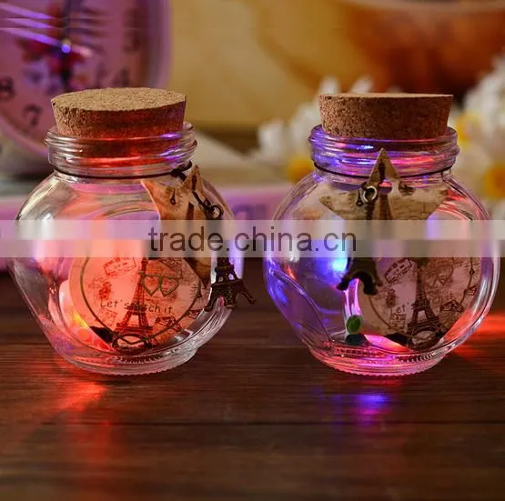 Mix Size Eiffel Tower Shape Glass Wishing Bottles Hot Sales Wooden Cork Wishing Bottles With Small Eiffel Tower Pendant photo-2