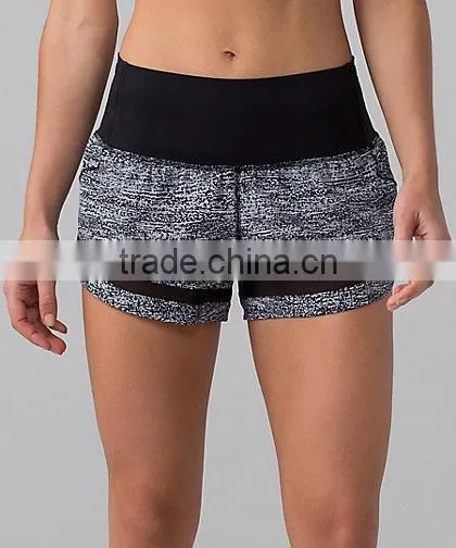 MGOO Popular Latest Design Women Shorts Elastic Waist Running Wear Sport Pants With Streamlined Pocket photo-4