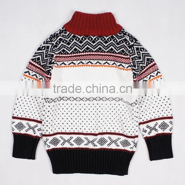 Kids Merry Xmas Winter Turtleneck Sweater Jacquard Reindeer Pattern Jumper photo-3