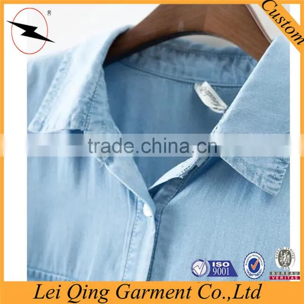 Hot Selling Beautiful Ladies New Design Top Quality Denim Women Plain Shirts photo-3