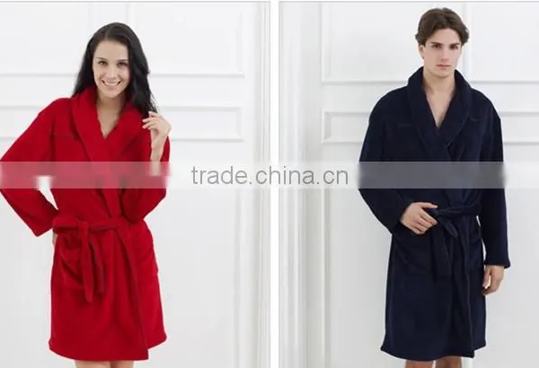 Womens and Mens Hotel Coral Bleece Bathrobe photo-2