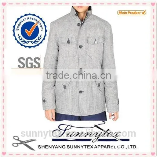 Sunnytex Winter Season Mens Outdoor Fake Horn Rib Warm Wool Jacket photo-4