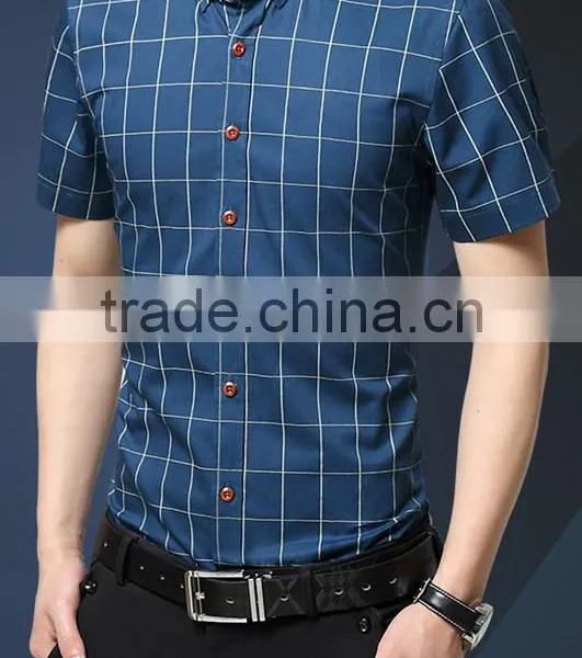 In the Summer of 2016 the New Men's Short Sleeve Shirt, Cultivate One's Morality Thin Section Checked Shirt Cotton Business Casu photo-5