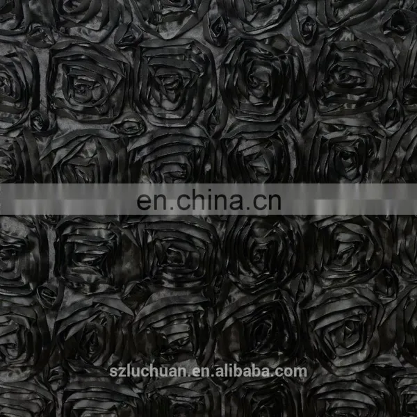 Most New Design Black Satin Rosette Wedding Table Skirt photo-2