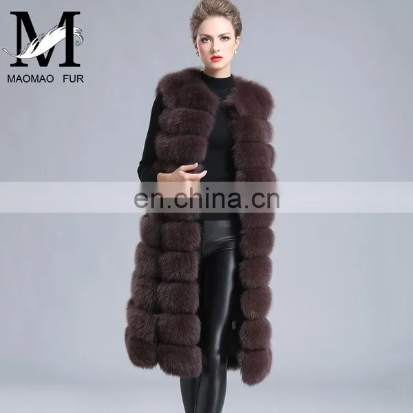2016 Fashion Genuine Real Fox Fur Vest Women's Long Fox Fur Vests photo-2