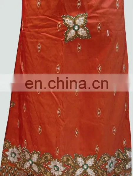 African Indian Dubai Raw Silk Stones Handwork George fabric Wrappers