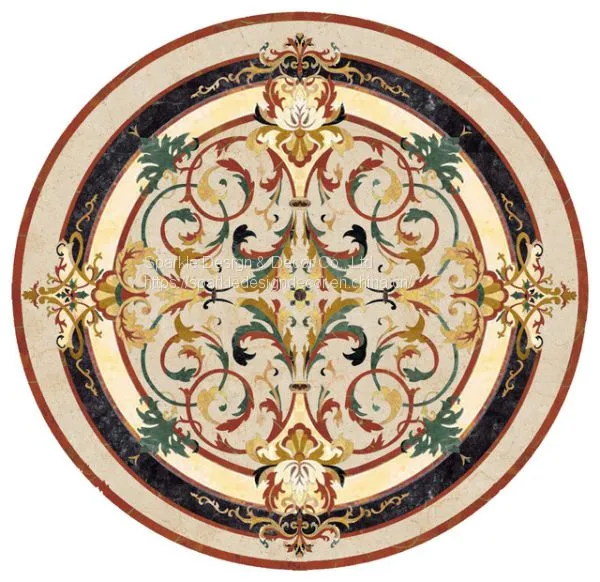 Manufacture Custom Made Hotel Lobby Flooring Design Natural Marble Waterjet Medallion Tiles