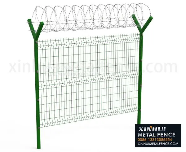 3D Panel Fence With Y Post Barb Razor on Top