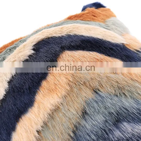 Oeko-Tex Certified Fluffy Flame Retardant Square Colorful Long Hair Faux Fur Cushion Cover Pillow Case photo-2