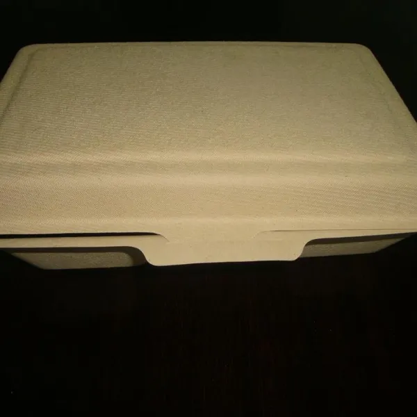 1000ml Double Grid Lunch Box 9 * 6 Degradable Environmental Protection Lunch Box Take Out Pulp Bagasse Lunch Box Disposable Lunch Box Single Double Grid Salad Box photo-2