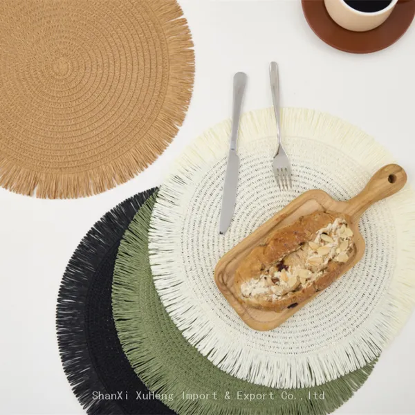 Hand Woven Round Decorative Paper Place Mats Table Mats for Dining Table photo-2