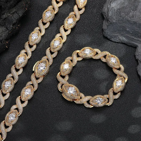 15mm Eye-Shaped Design Link Chain Necklace Fashion Iced Out CZ 8-Shape Infinity Eye Cuban Necklace Women Choker Fine Jewelry photo-5